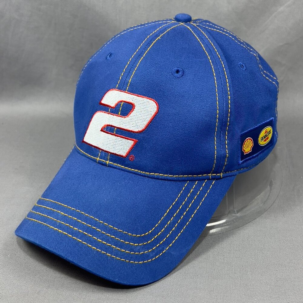 Brad Keselowski #2 Penske Racing NASCAR Strapback Hat Blue Pennzoil Shell Mens
